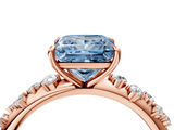Rose gold Fancy Blue Princess  Diamond Cluster Prong-Set Solitaire Ring_28
