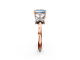 Rose gold Fancy Blue Princess  Diamond Floral Cluster Ring with Solitaire Band and Prong Setting_34