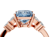 Rose gold Fancy Blue Princess  Diamond Floral Cluster Ring with Solitaire Band and Prong Setting_36
