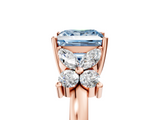 Rose gold Fancy Blue Princess  Diamond Floral Cluster Ring with Solitaire Band and Prong Setting_37
