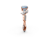 Rose gold Fancy Blue Princess  Diamond Floral Vine Solitaire Engagement Ring_5