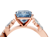Rose gold Fancy Blue Princess  Diamond Floral Vine Solitaire Engagement Ring_7