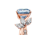 Rose gold Fancy Blue Princess  Diamond Floral Vine Solitaire Engagement Ring_8