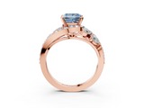 Rose gold Fancy Blue Princess  Diamond Halo Ring with Marquise and Pavé Band in Prong Setting_76