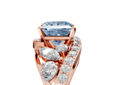 Rose gold Fancy Blue Princess  Diamond Halo Ring with Marquise and Pavé Band in Prong Setting_78