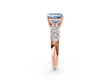 Rose gold Fancy Blue Princess  Diamond Pavé Band Solitaire Ring with Four-Prong Setting_51