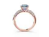 Rose gold Fancy Blue Princess  Diamond Pavé Band Solitaire Ring with Four-Prong Setting_52