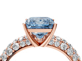 Rose gold Fancy Blue Princess  Diamond Pavé Band Solitaire Ring with Four-Prong Setting_53