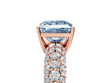 Rose gold Fancy Blue Princess  Diamond Pavé Band Solitaire Ring with Four-Prong Setting_54