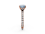 Rose gold Fancy Blue Princess  Diamond Pavé Band Solitaire with Four-Prong Setting_163