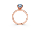Rose gold Fancy Blue Princess  Diamond Pavé Band Solitaire with Four-Prong Setting_164