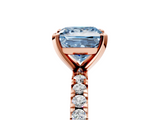 Rose gold Fancy Blue Princess  Diamond Pavé Band Solitaire with Four-Prong Setting_166