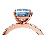 Rose gold Fancy Blue Princess  Diamond Pavé Band Solitaire with Four-Prong Setting_171