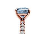 Rose gold Fancy Blue Princess  Diamond Pavé Band Solitaire with Four-Prong Setting_172