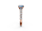 Rose gold Fancy Blue Princess  Diamond Pavé Band Solitaire with Four-Prong Setting_5