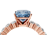 Rose gold Fancy Blue Princess  Diamond Pavé Band Solitaire with Four-Prong Setting_7