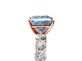 Rose gold Fancy Blue Princess  Diamond Pavé Band Solitaire with Four-Prong Setting_8