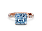 Rose gold Fancy Blue Princess  Diamond Pavé Band with Six-Prong Setting_27
