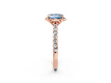 Rose gold Fancy Blue Princess  Diamond Pave Band with Floral Prong Setting_29