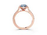 Rose gold Fancy Blue Princess  Diamond Pave Band with Floral Prong Setting_30