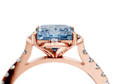 Rose gold Fancy Blue Princess  Diamond Pave Band with Floral Prong Setting_31
