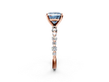 Rose gold Fancy Blue Princess  Diamond Prong Set Engagement Ring with Pave Band_186