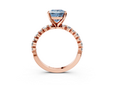 Rose gold Fancy Blue Princess  Diamond Prong Set Engagement Ring with Pave Band_187