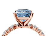 Rose gold Fancy Blue Princess  Diamond Prong Set Engagement Ring with Pave Band_188