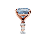 Rose gold Fancy Blue Princess  Diamond Prong Set Engagement Ring with Pave Band_189