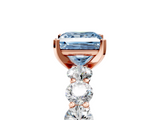 Rose gold Fancy Blue Princess  Diamond Prong Setting with Side Stones on a Pave Band_146