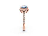 Rose gold Fancy Blue Princess  Diamond Solitaire Ring with Shared Prong Pavé Band_56