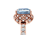 Rose gold Fancy Blue Princess  Diamond Solitaire Ring with Shared Prong Pavé Band_59