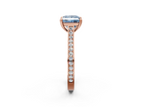 Rose gold Fancy Blue Princess  Diamond Solitaire with Pave Band and Six-Prong Setting_38