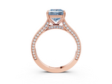 Rose gold Fancy Blue Princess  Diamond Solitaire with Pave Band and Six-Prong Setting_39