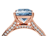 Rose gold Fancy Blue Princess  Diamond Solitaire with Pave Band and Six-Prong Setting_40