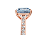 Rose gold Fancy Blue Princess  Diamond Solitaire with Pave Band and Six-Prong Setting_41