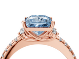 Rose gold Fancy Blue Princess  Diamond Three-Stone Pave Band with Four-Prong Setting_24