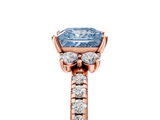 Rose gold Fancy Blue Princess  Diamond Three-Stone Pave Band with Four-Prong Setting_25