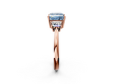 Rose gold Fancy Blue Princess  Diamond Three-Stone Ring with Trapezoid Side Stones and Prong Setting_19