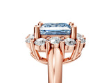 Rose gold Fancy Blue Princess  Halo Cluster Diamond Engagement Ring with Prong Setting and Polished Band_80