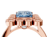 Rose gold Fancy Blue Princess  Halo Diamond Cluster Engagement Ring with Milgrain Bezel Setting and Solitaire Band_61