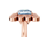 Rose gold Fancy Blue Princess  Halo Diamond Cluster Engagement Ring with Milgrain Bezel Setting and Solitaire Band_62