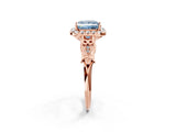 Rose gold Fancy Blue Princess  Halo Diamond Engagement Ring with Filigree Band and Four-Prong Setting_83