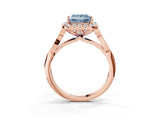 Rose gold Fancy Blue Princess  Halo Diamond Engagement Ring with Filigree Band and Four-Prong Setting_84