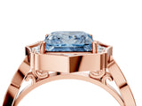 Rose gold Fancy Blue Princess  Halo Diamond Engagement Ring with Milgrain Band and Four-Prong Setting_41