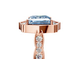Rose gold Fancy Blue Princess  Halo Diamond Engagement Ring with Milgrain Band and Four-Prong Setting_42