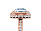 Rose gold Fancy Blue Princess  Halo Diamond Engagement Ring with Milgrain Pave Band and Four-Prong Setting_116