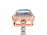 Rose gold Fancy Blue Princess  Halo Diamond Engagement Ring with Pavé Band and Four-Prong Setting_44