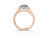 Rose gold Fancy Blue Princess  Halo Diamond Engagement Ring with Solitaire Band and Four-Prong Setting_23