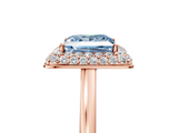 Rose gold Fancy Blue Princess  Halo Diamond Engagement Ring with Solitaire Band and Four-Prong Setting_25